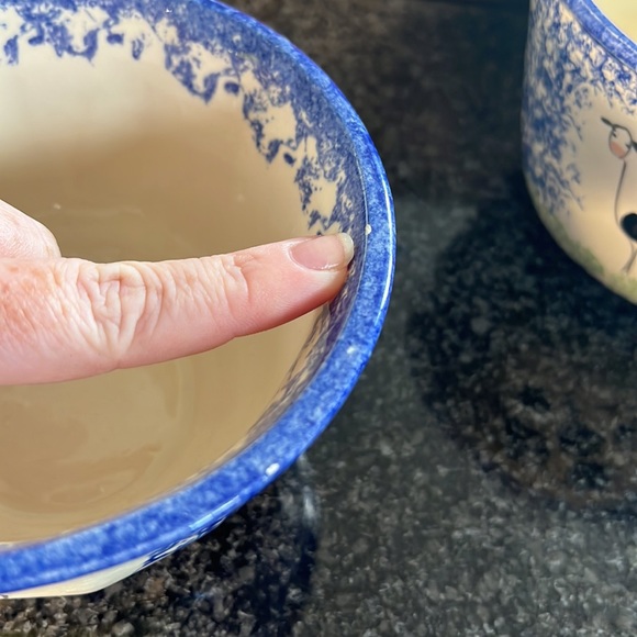 Molly Dallas Blue Spatterware Bowls Cow & Pig - Picture 4 of 10